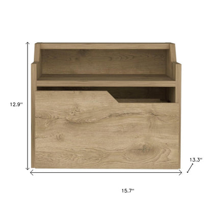 16" Beige Wood One Drawer Floating Nightstand