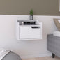 16" White Wood One Drawer Floating Nightstand
