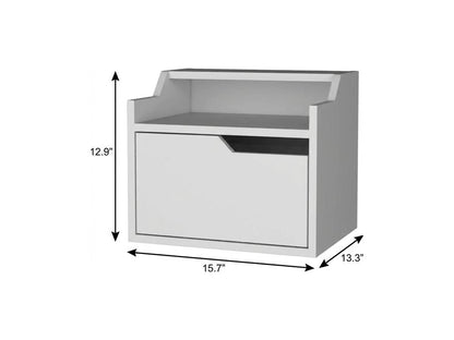 16" White Wood One Drawer Floating Nightstand