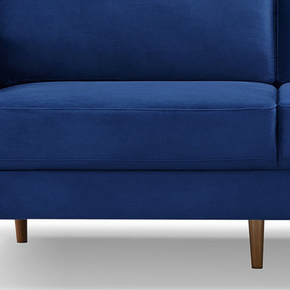 69" Blue Velvet Sofa With Dark Brown Legs