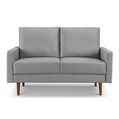 57" Gray And Dark Brown Velvet Loveseat