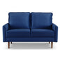 57" Blue And Dark Brown Velvet Loveseat