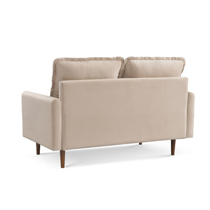 57" Beige And Dark Brown Velvet Loveseat