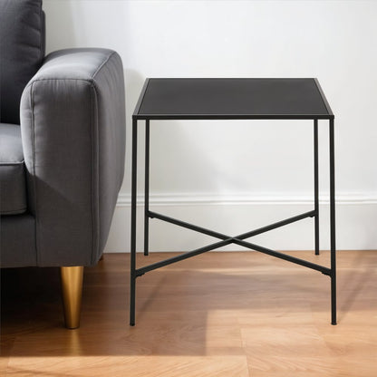 22" Black Steel Square End Table