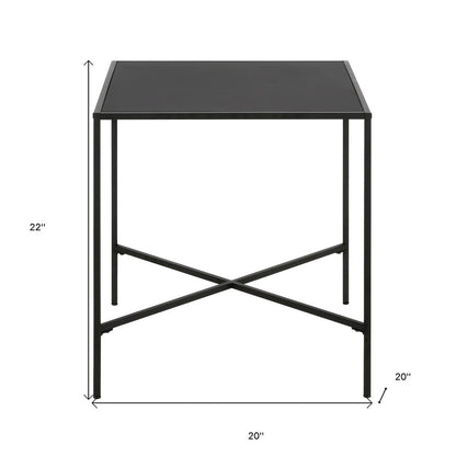 22" Black Steel Square End Table