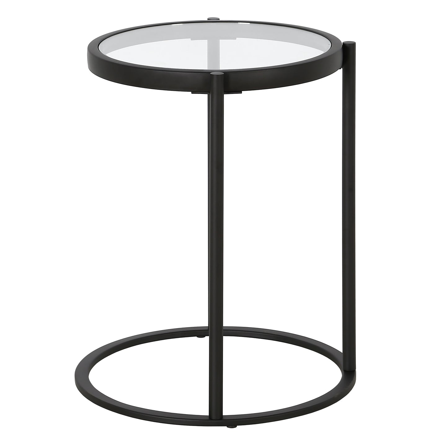 20" Black And Clear Glass And Steel Round End Table