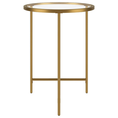 24" Gold And Clear Glass And Steel Round End Table