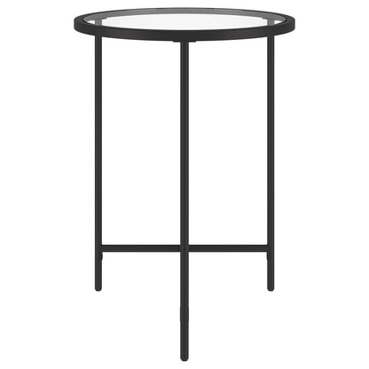 24" Black And Clear Glass And Steel Round End Table