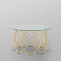 32" Clear And Gold Glass And Iron Round Coffee Table