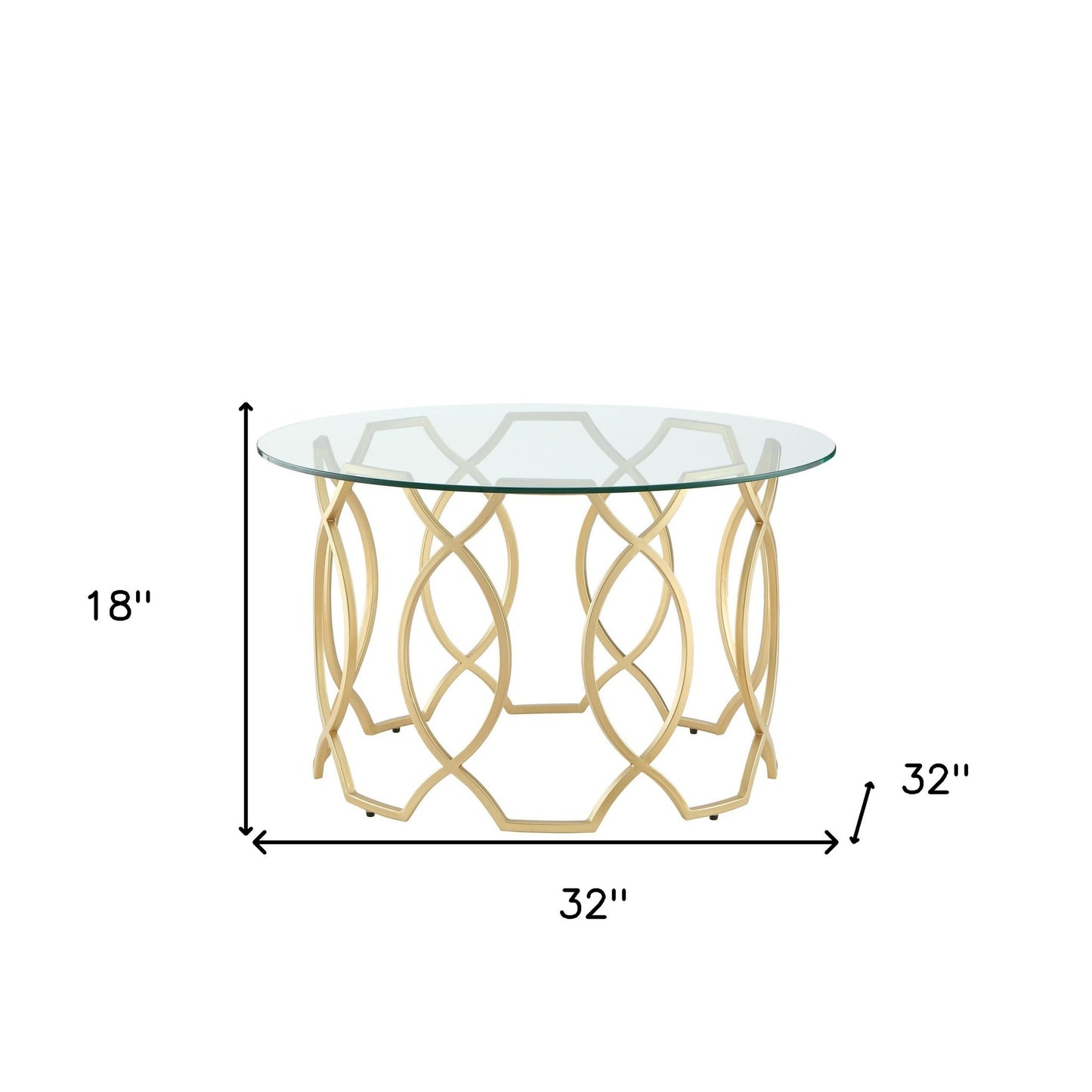 32" Clear And Silver Glass And Iron Round Coffee Table