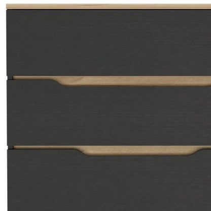 32" Black And Natural Wood Four Drawer Dresser