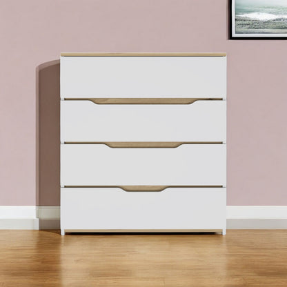 32" White and Natural Four Drawer Dresser