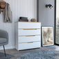 32" White And Natural Wood Four Drawer Dresser