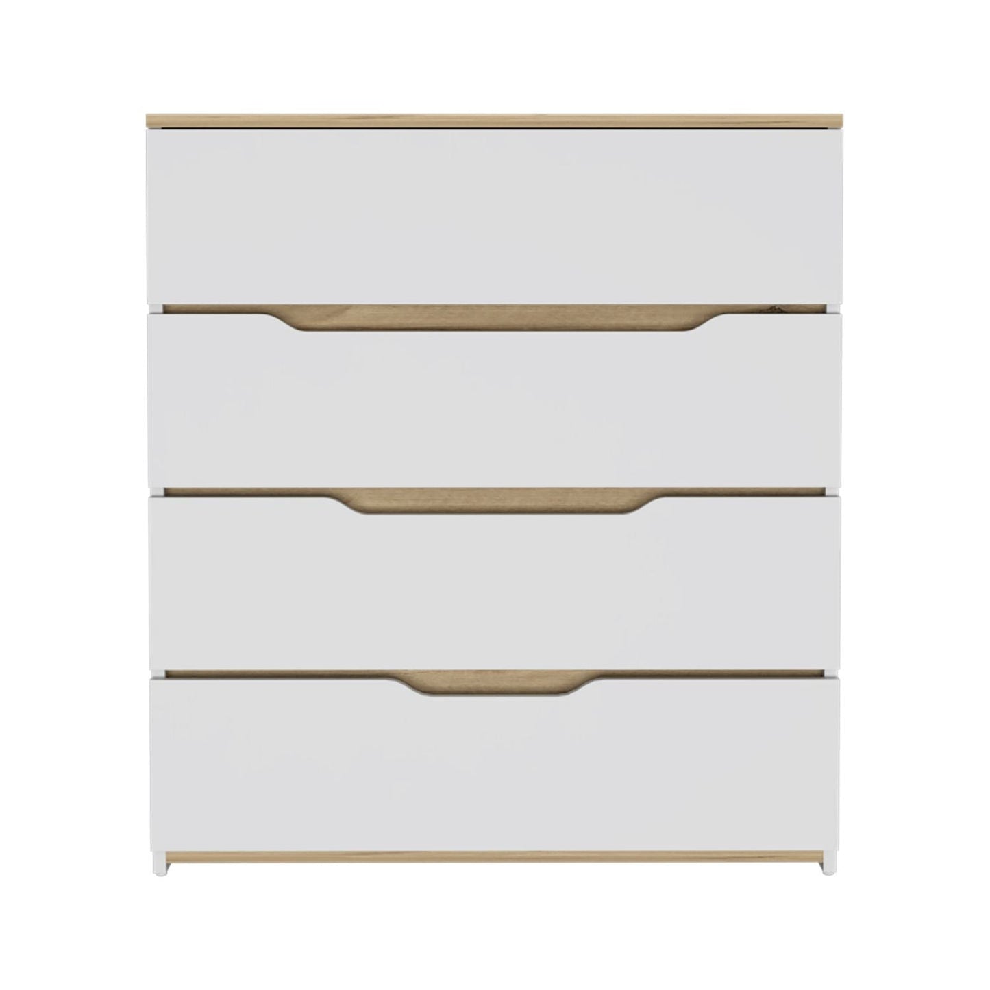 32" White and Natural Four Drawer Dresser