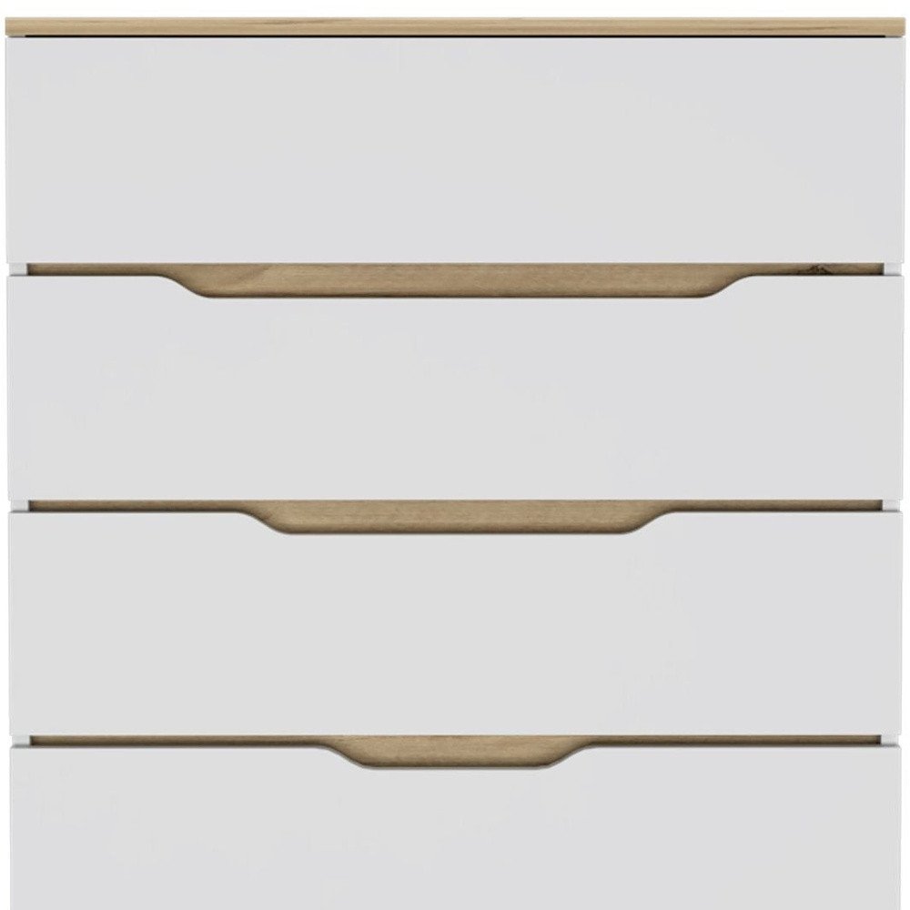 32" White And Natural Wood Four Drawer Dresser