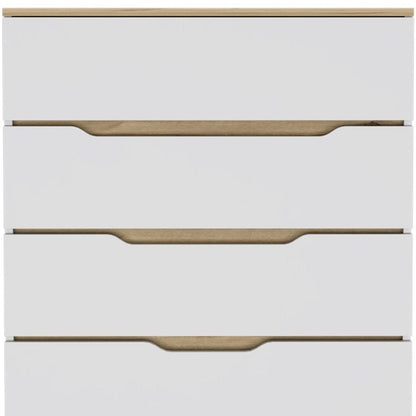 32" White And Natural Wood Four Drawer Dresser