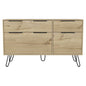 47" Natural Wood Four Drawer Double Dresser