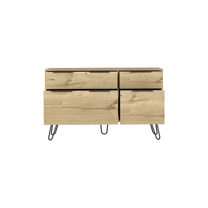 47" Natural Four Drawer Double Dresser