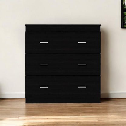 32" Black Wood Three Drawer Dresser