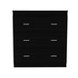 32" Black Wood Three Drawer Dresser