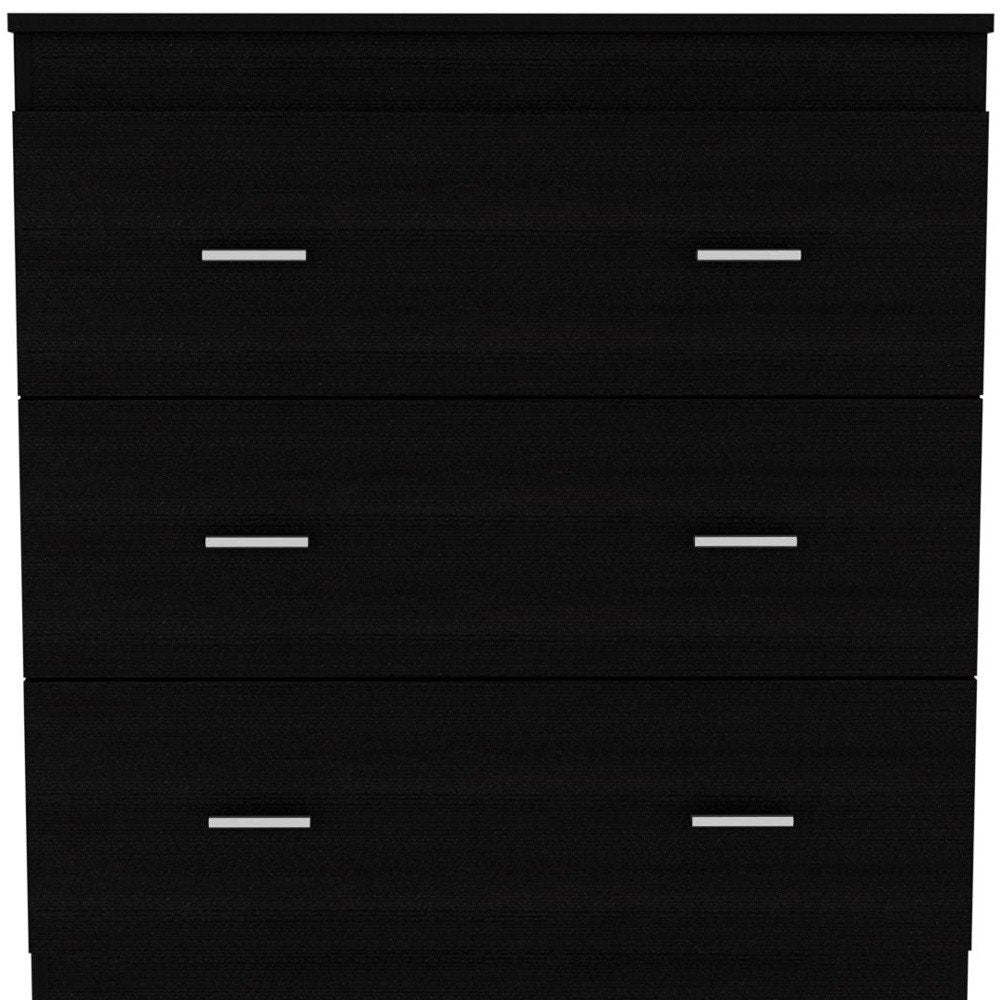 32" Black Wood Three Drawer Dresser