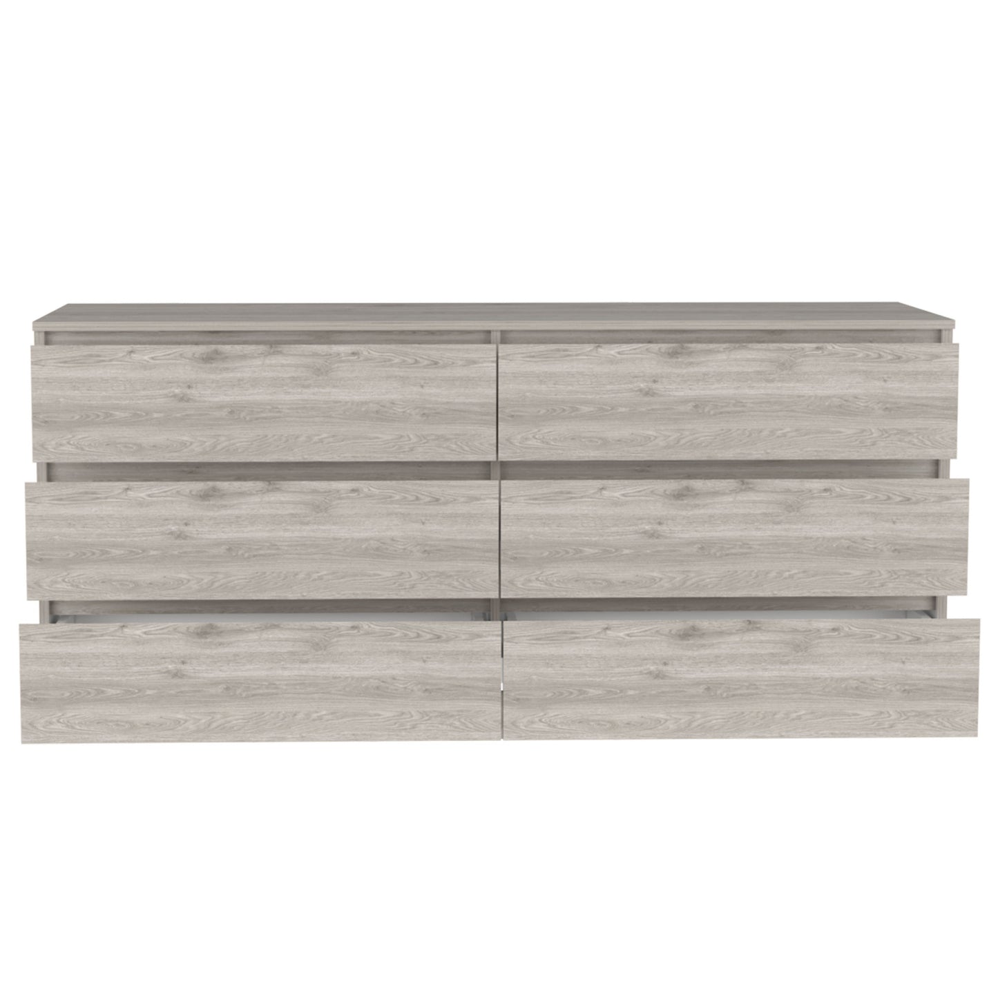 61" Light Gray Six Drawer Double Dresser