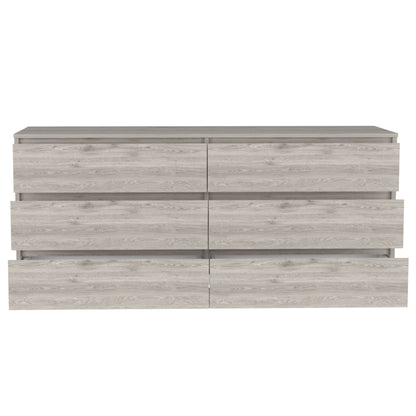 61" Light Gray Six Drawer Double Dresser