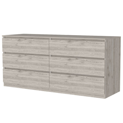 61" Light Gray Six Drawer Double Dresser