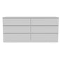 61" White Wood Six Drawer Double Dresser