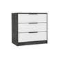 28" White and Gray Three Drawer Dresser