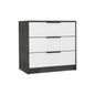 28" White And Gray Wood Three Drawer Dresser