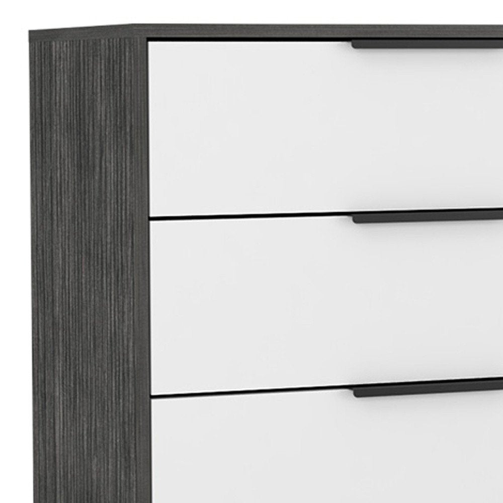 28" White And Gray Wood Three Drawer Dresser