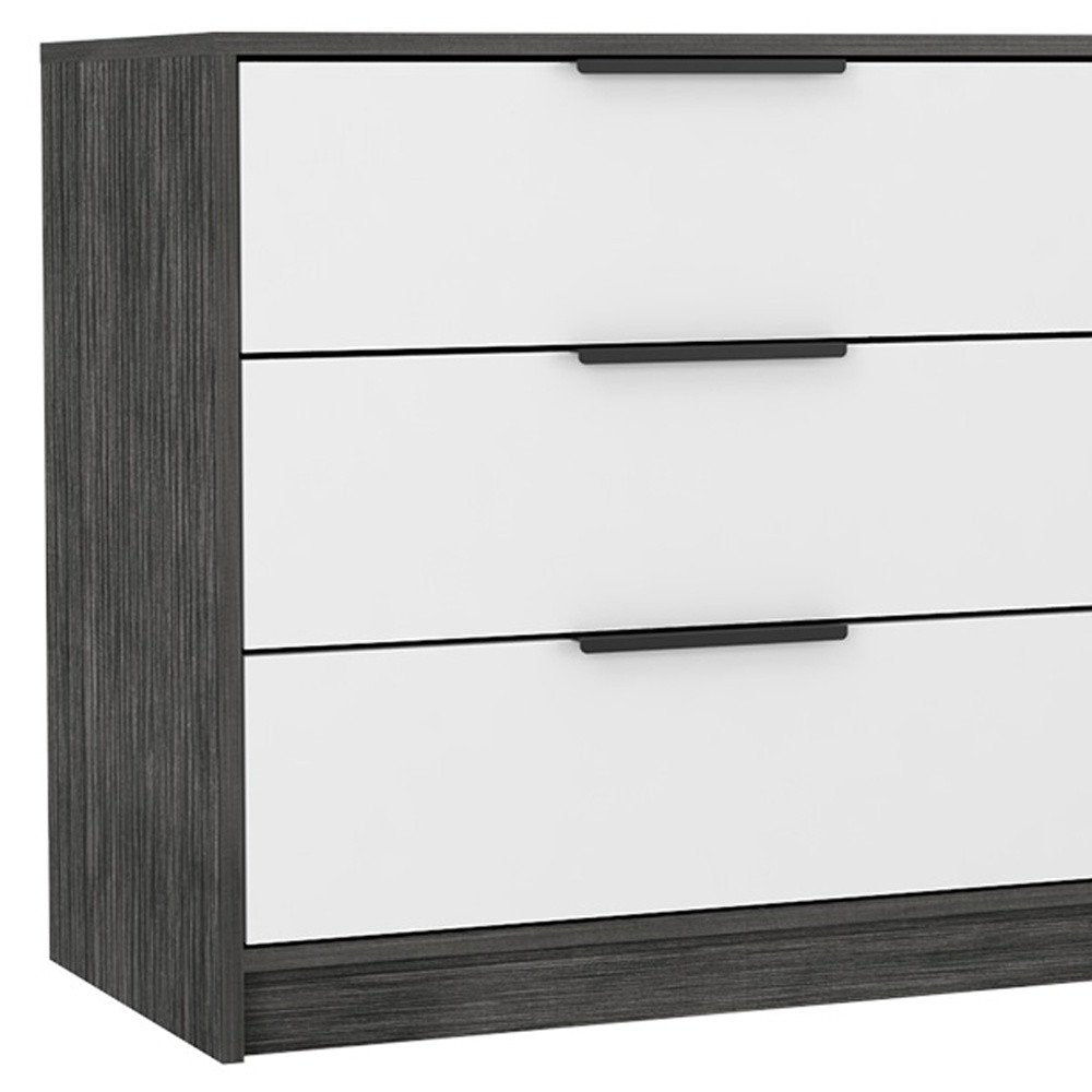 28" White And Gray Wood Three Drawer Dresser