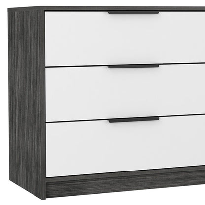 28" White And Gray Wood Three Drawer Dresser