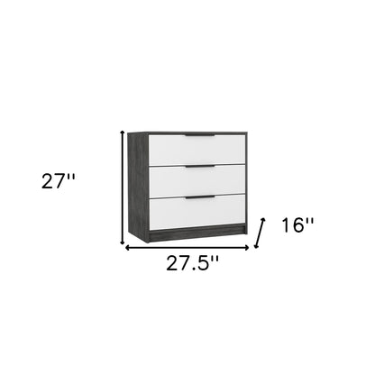 28" White and Gray Three Drawer Dresser