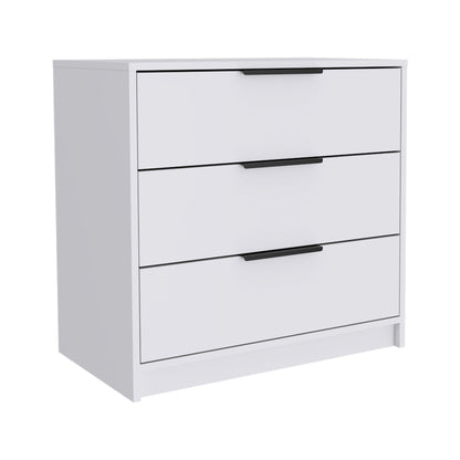 28" White Three Drawer Dresser