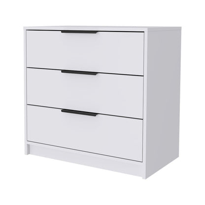 28" White Wood Three Drawer Dresser