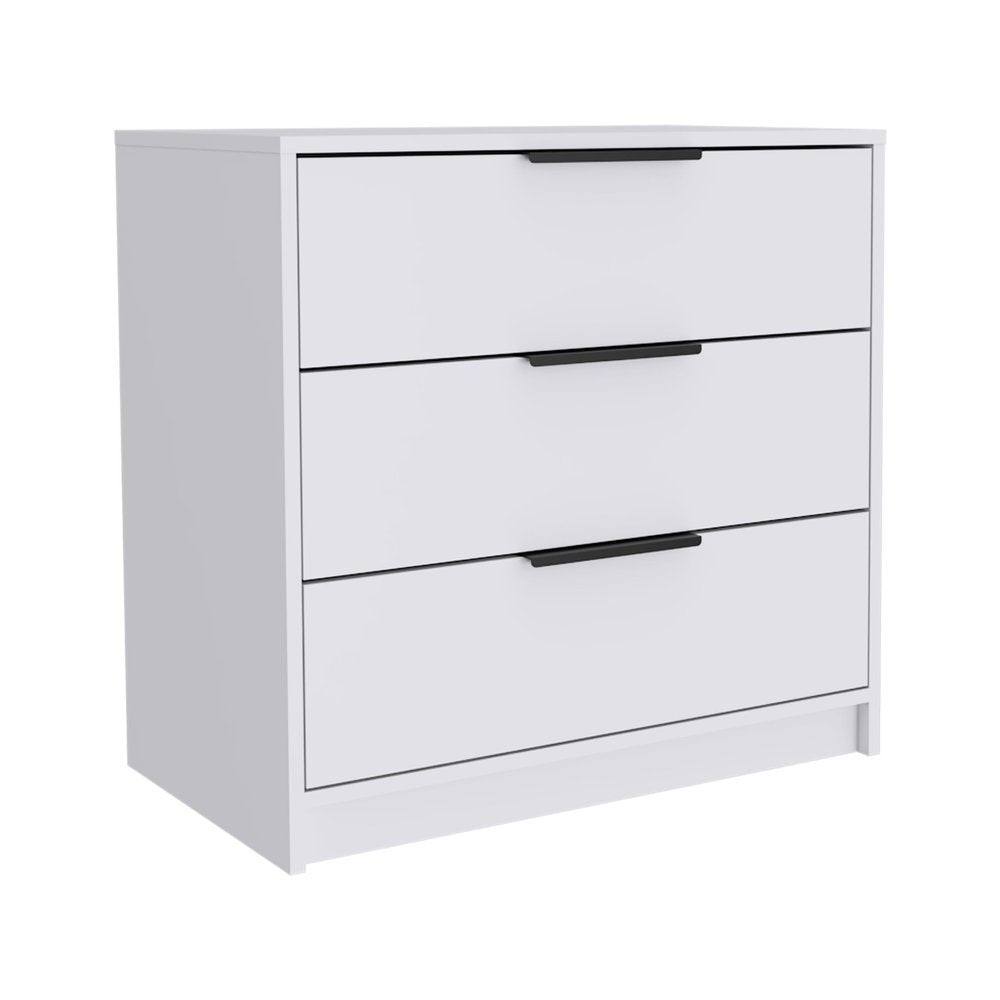 28" White Wood Three Drawer Dresser