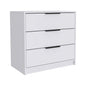 28" White Wood Three Drawer Dresser