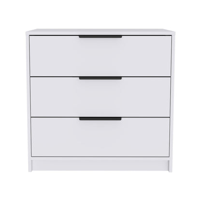 28" White Three Drawer Dresser