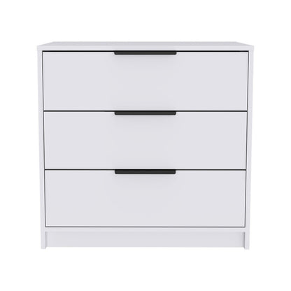 28" White Wood Three Drawer Dresser