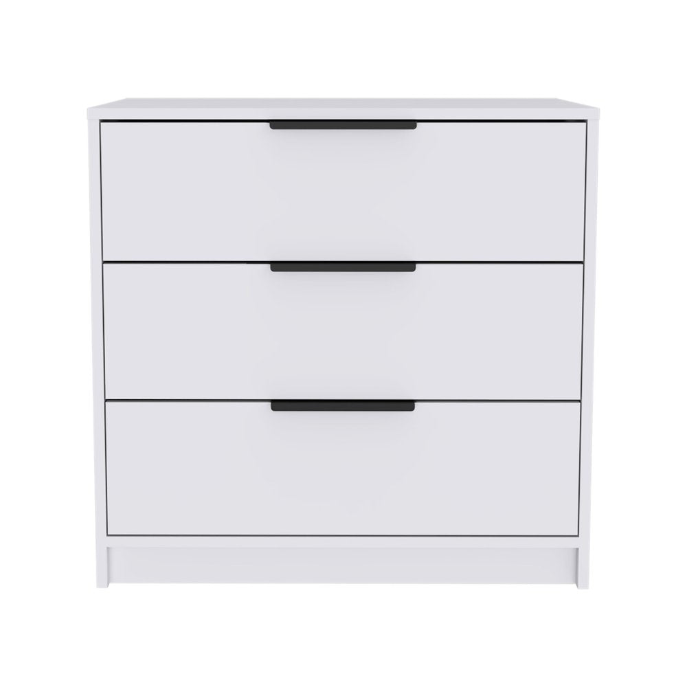 28" White Wood Three Drawer Dresser