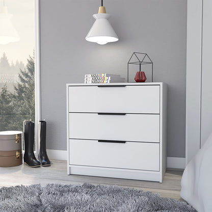 28" White Three Drawer Dresser