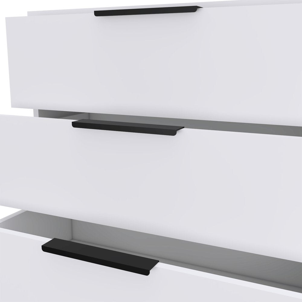 28" White Wood Three Drawer Dresser