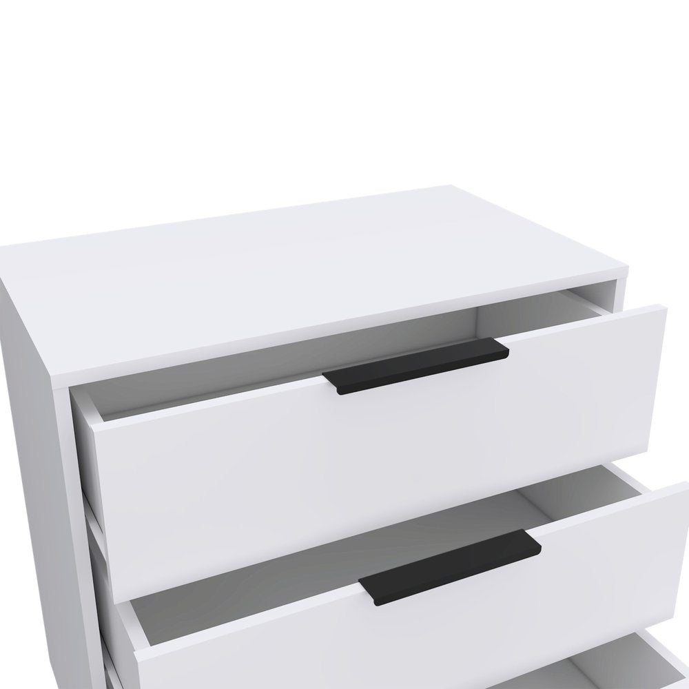 28" White Wood Three Drawer Dresser