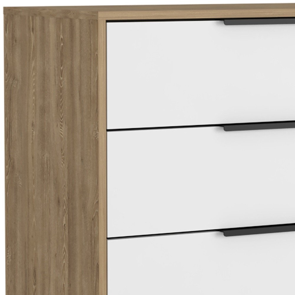 28" White And Natural Wood Three Drawer Dresser