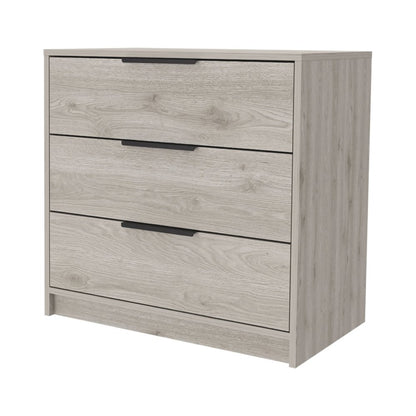 28" Light Gray Wood Three Drawer Dresser