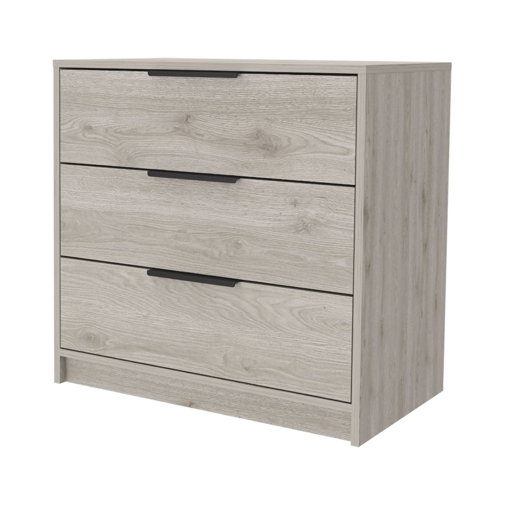 28" Light Gray Wood Three Drawer Dresser