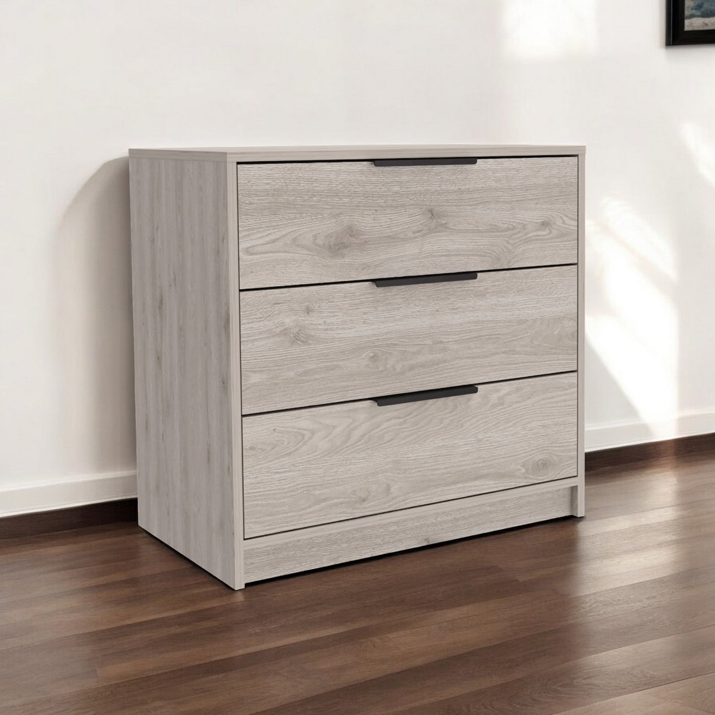 28" Light Gray Three Drawer Dresser