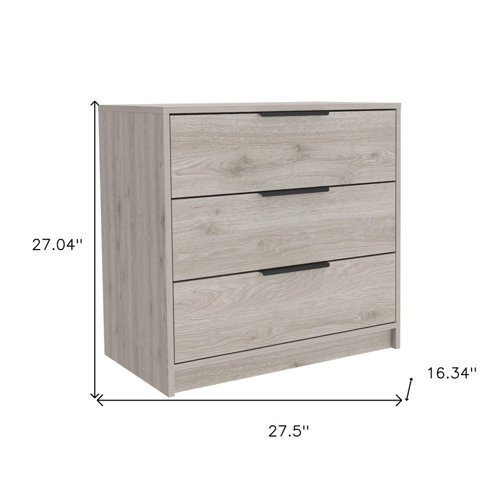 28" Light Gray Wood Three Drawer Dresser